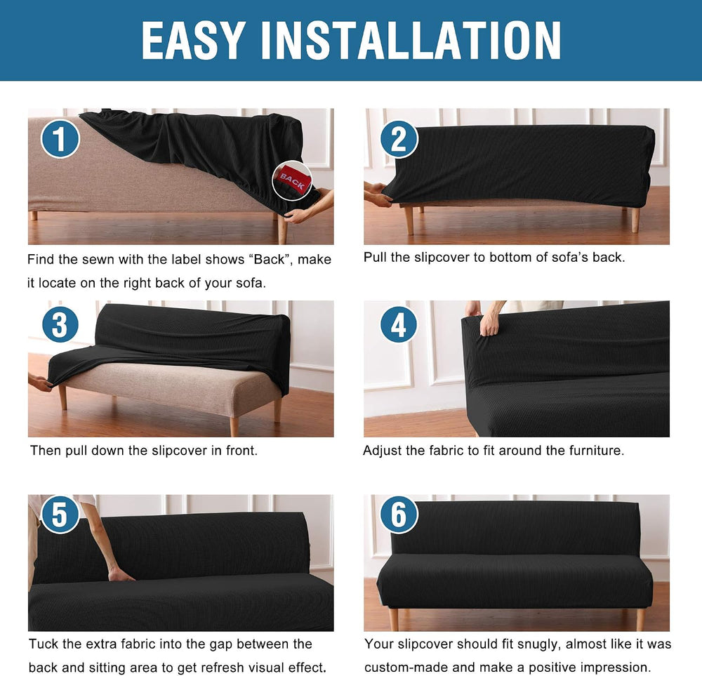 H.VERSAILTEX Armless Futon Cover Stretch Sofa Bed Slipcover Protector Elastic...