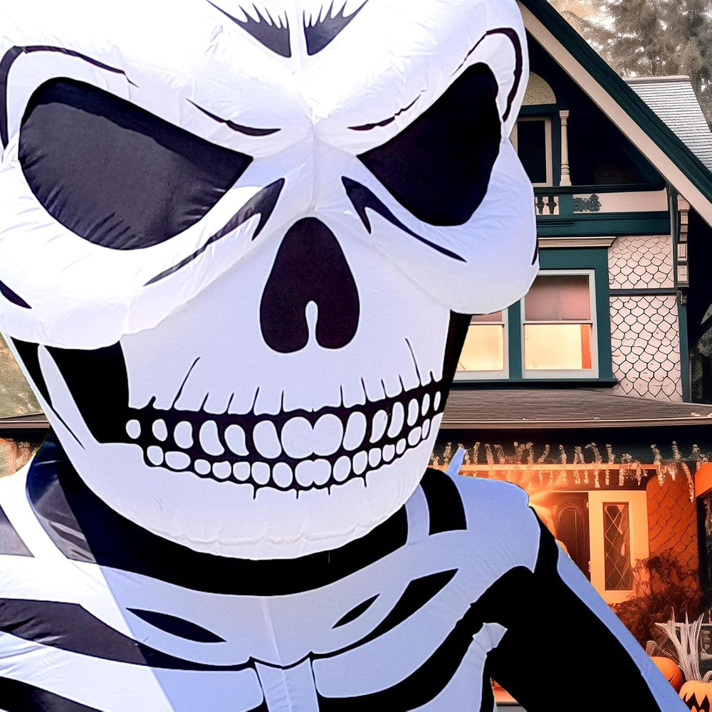 WBHome 6 Ft Halloween Inflatable Half Body Skeleton Skull Decorations, Day of...