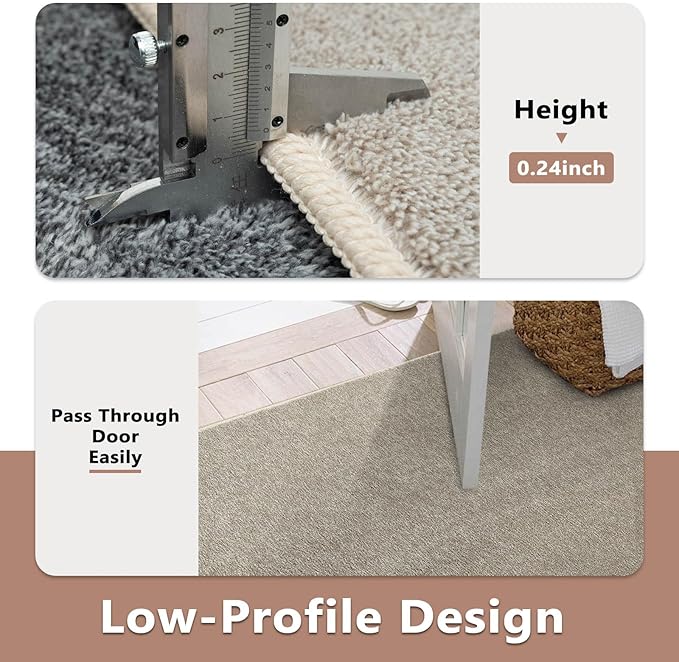 FinRèc 4x6 Washable Area Rugs for Bedroom Living Room, Low Pile Thin Rug Solid - Image 6