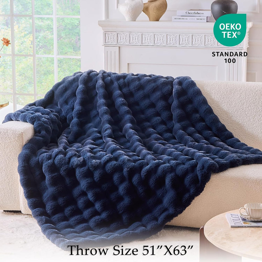 Fluffy Faux Fur Throw Blanket for Couch, Soft Plush Thick Cozy Fuzzy Luxury M...