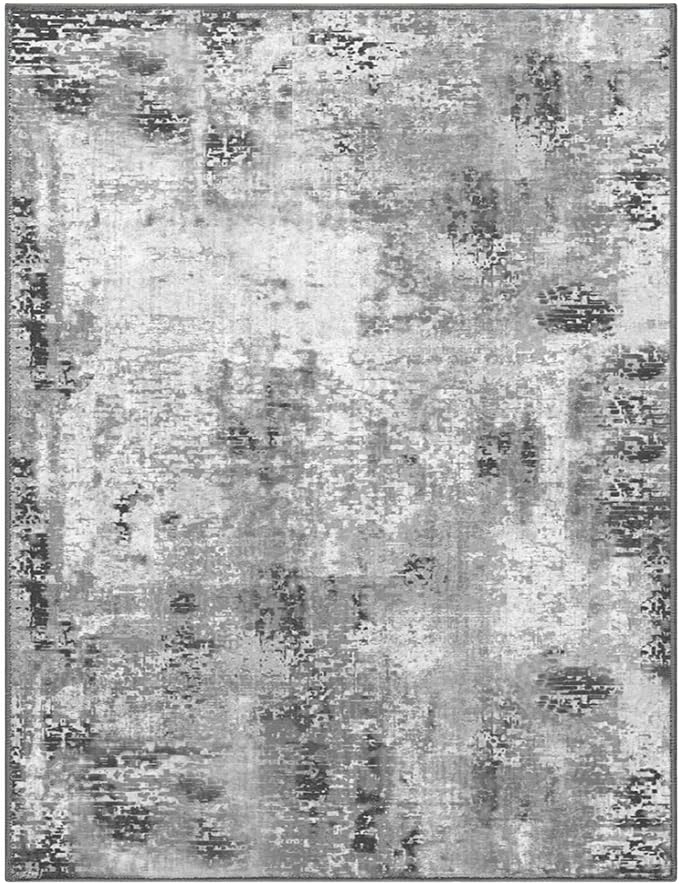 Living Room Rug 5x7 Gray Area Rug Machine Washable Boho Rug Non Slip Abstract - Image 8