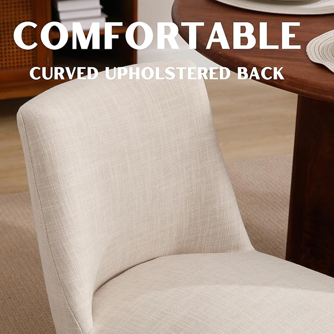 Modern Dining Chairs Set of 2 Comfortable Dining Room Chairs with Back, Linen...