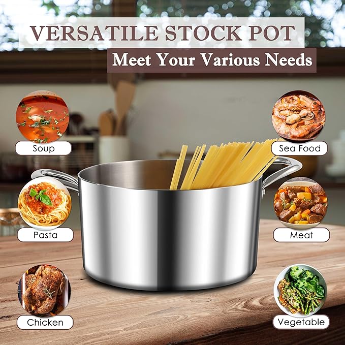 Herogo 6 Quart Stock Pot, 18/10 Stainless Steel Pasta Stockpot - Image 6