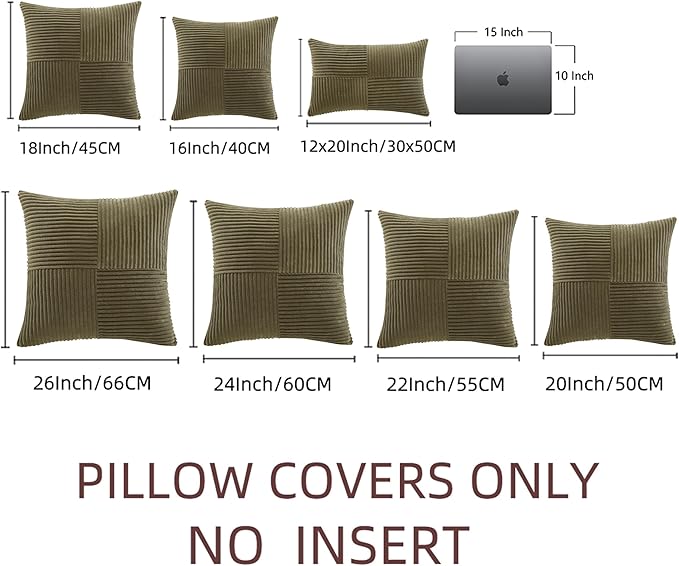 Fancy Homi 2 Packs Olive Green Samll Decorative Throw Pillow Covers 12x12 Inch - Image 8