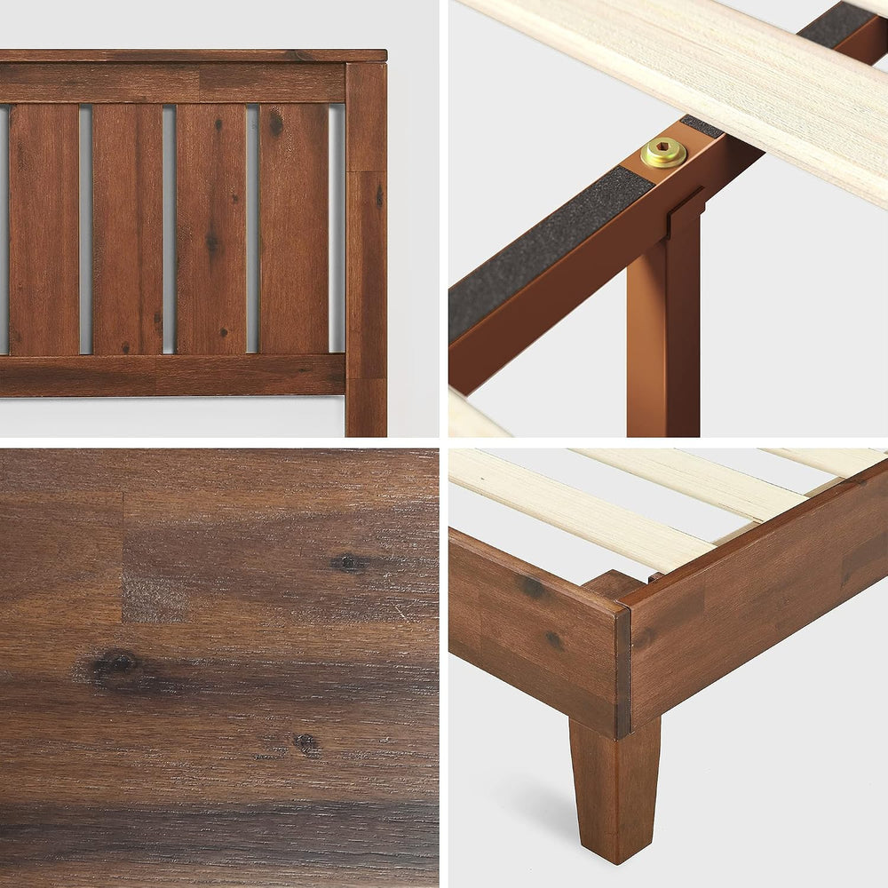 Zinus Vivek Deluxe Wood Platform Bed Frame with Headboard, Full