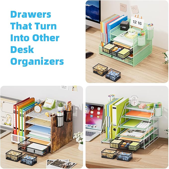 Marbrasse 3 Packs Desk Drawer Organizers, Metal Mesh Dividers Desk Drawer - Image 6