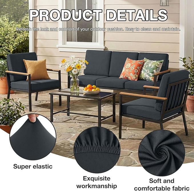 hyha 8Pcs Patio Cushion Covers, Stretch Outdoor Couch Cushion Covers, Washable - Image 3