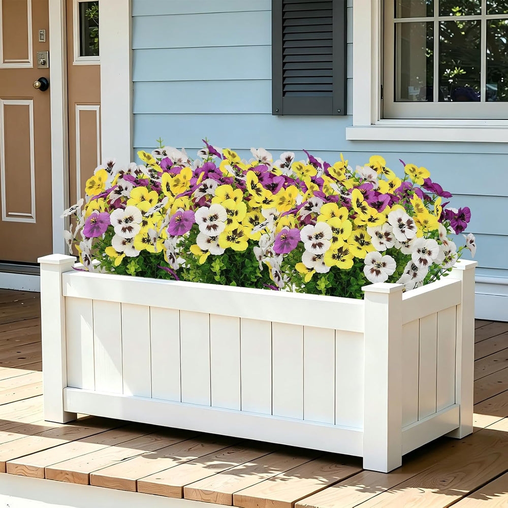 36 Pcs Artificial Pansy Flowers for Outdoor, UV Resistant Faux Plants