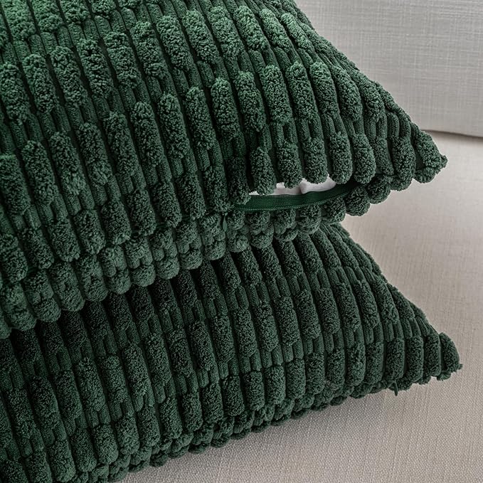 Fancy Homi 4 Packs Hunter Green Decorative Throw Pillow Covers 20x20 Inch - Image 3