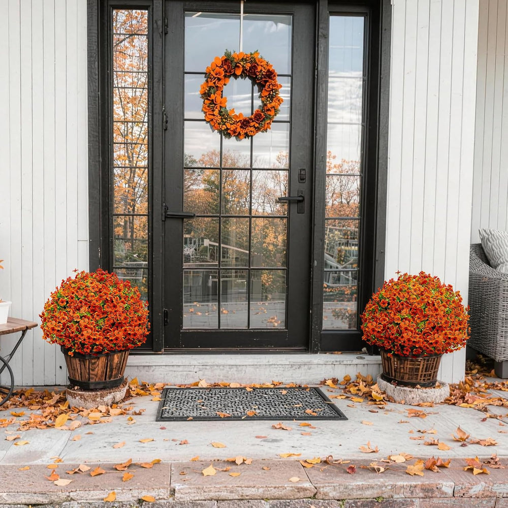 Artificial Fall Mums Outdoor Flowers, UV Resistant Faux Autumn Daisy Plants, ...