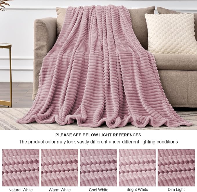 BEDELITE Fleece Blanket Twin Size – 3D Ribbed Jacquard Soft and Warm Decorative - Image 6