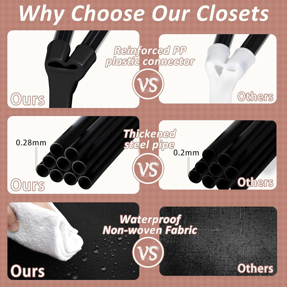 Wardrobe Closet, Quick and Easy Assembly, Black Portable Closet