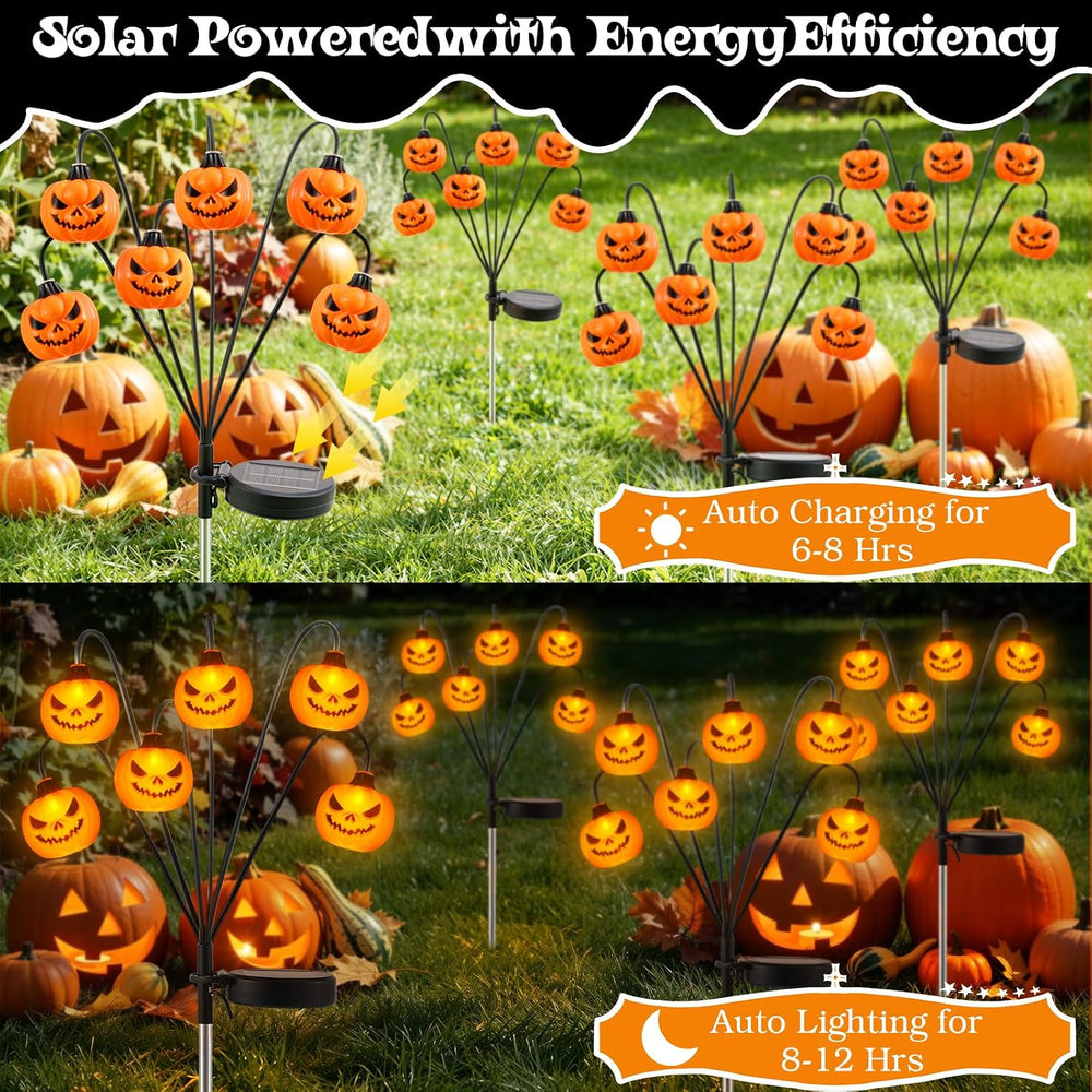 Lewondr 4 Pack Halloween Decorations Outdoor Pumpkin Lights