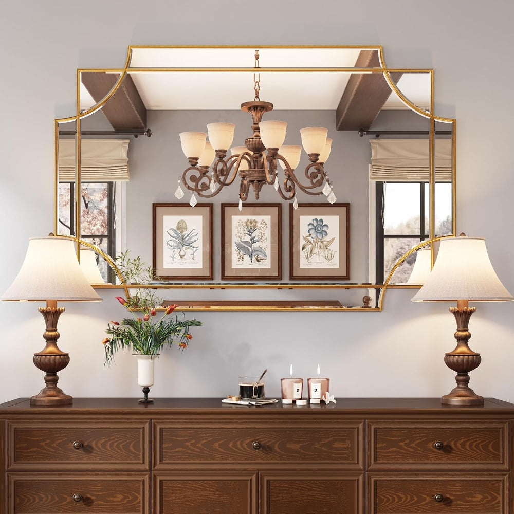 32"x48" Gold Foil Scalloped Edge Decorative Vanity Wall Mirror