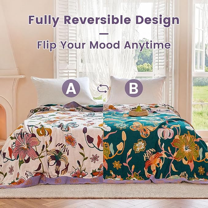MSGKV Boho Throw Blanket 50"x60" Floral Blanket - Image 4
