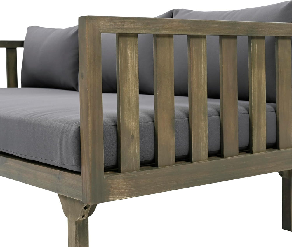 Christopher Knight Home Claremont Outdoor 3 Seater Acacia Wood Daybed with Fa...