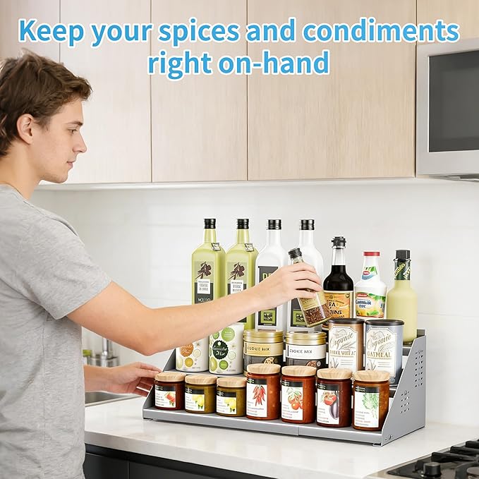 BOIVSHI Spice Rack Organizer, Metal Spice Rack Organizer - Image 3