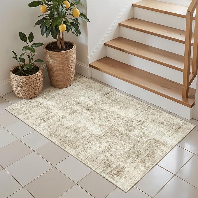 2x3 Washable Rugs for Kitchen, Powder Room Small Area Rug Non-Slip Vintage Low - Image 4
