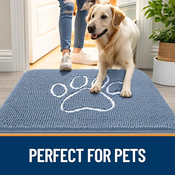 OLANLY Dog Door Mat for Muddy Paws 32x20, Paw Print Design, Absorbs Moisture - Image 6