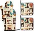 Vintage Coffee Oven Mitts and Pot Holders, Heat Resistant Oven Mitts Gloves and by Unknown