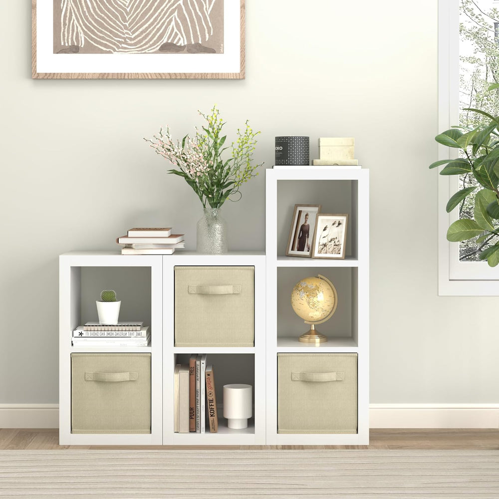 furtble 3 Cube Storage Organizer Shelf with Bins, White 3 Tier Bookcase with ...