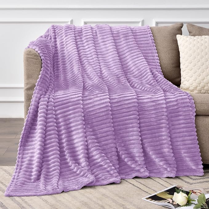 BEDELITE Fleece Blanket Twin Size – 3D Ribbed Jacquard Soft and Warm Decorative - Image 2