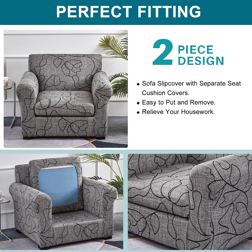 KRFOONN Stretch 2 Piece Chair Covers Armchair Sofa Couch Slipcover,Small,25
