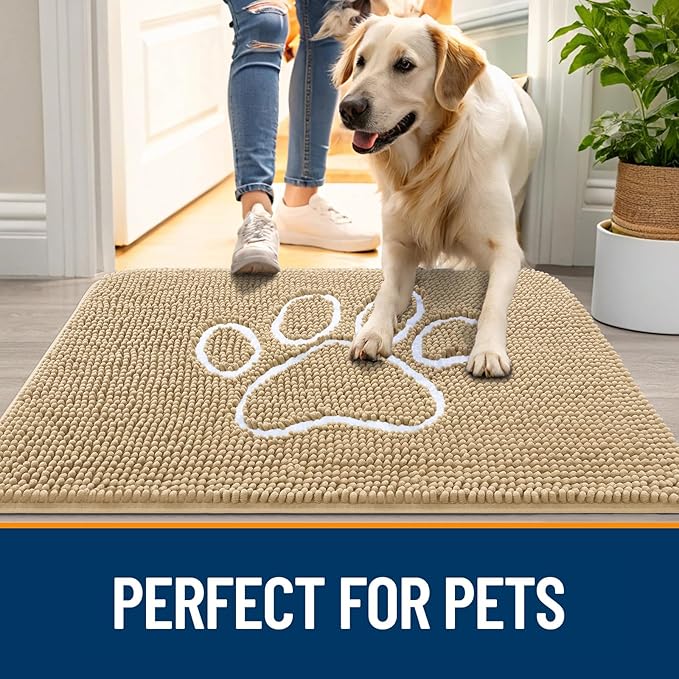 OLANLY Dog Door Mat for Muddy Paws 59x20, Paw Print Design, Absorbs Moisture - Image 6