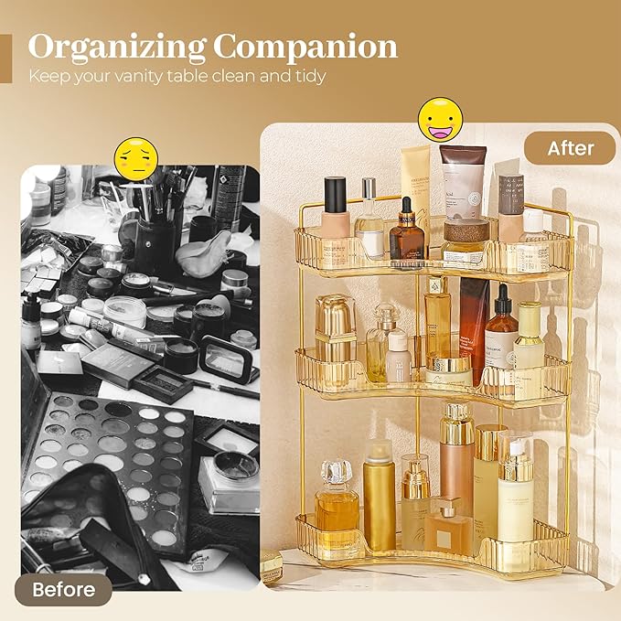Aveniee Corner Bathroom Counter Organizer, Bathroom Countertop Shelf Makeup
