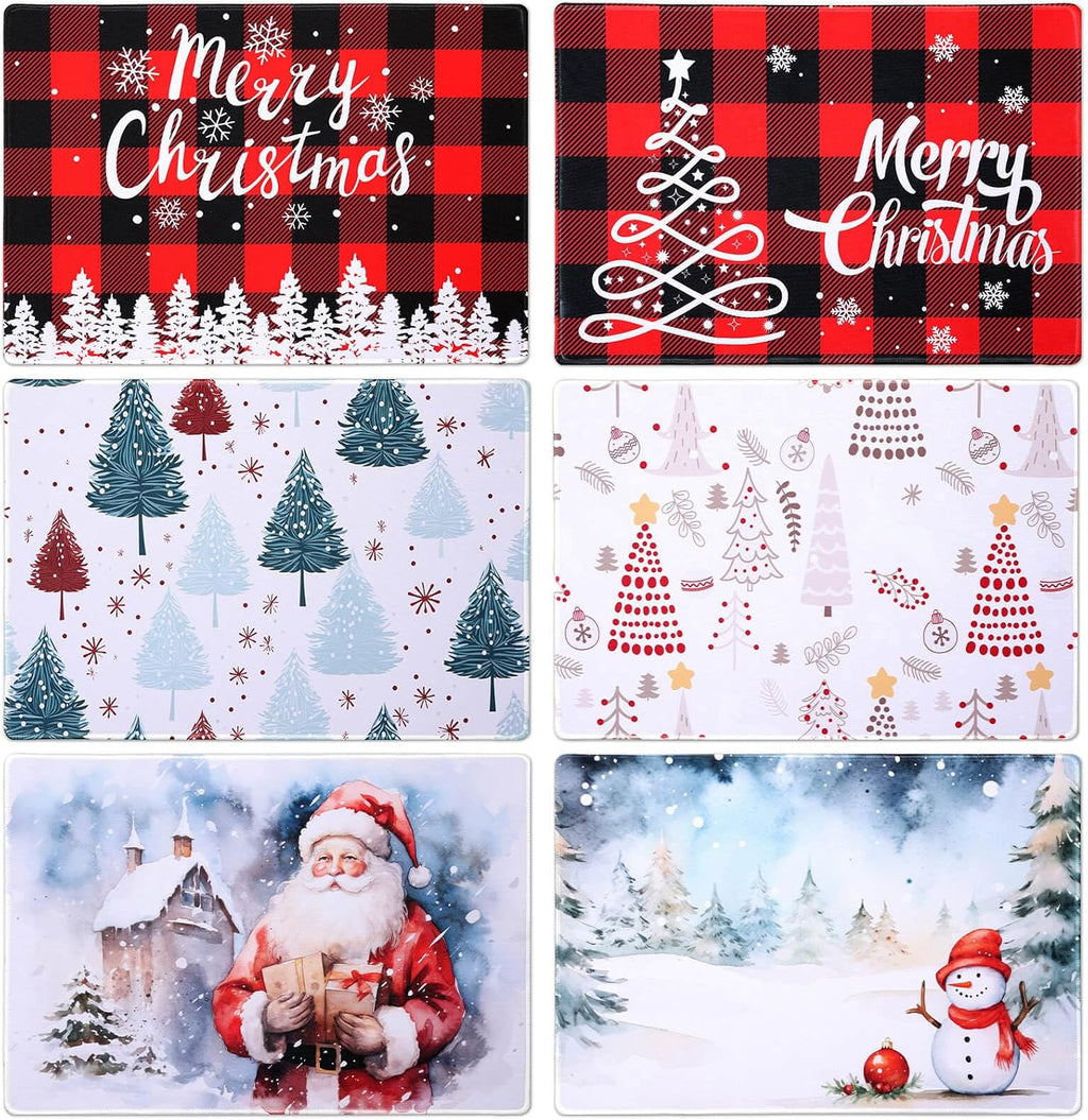 Billbotk Christmas Placemats Set of 6, Non-Slip Place Mats for Dining Table and Christmas Decorations