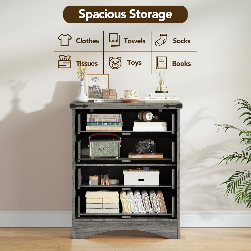Decofy Farmhouse 4 Drawers Dresser for Bedroom, Gray