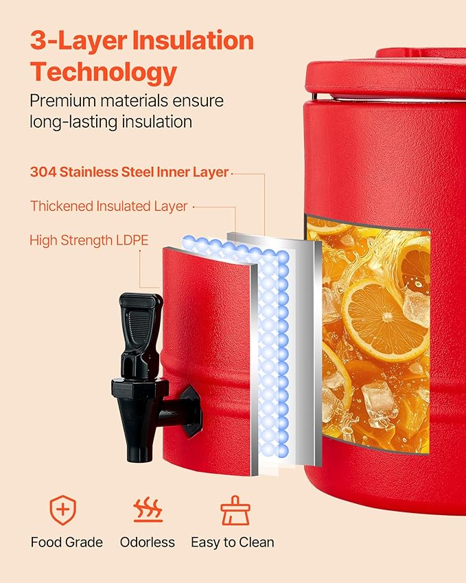 VEVOR Insulated Beverage Dispenser, 8 Gal/30.3L Thermal Hot and Cold Drink - Image 4