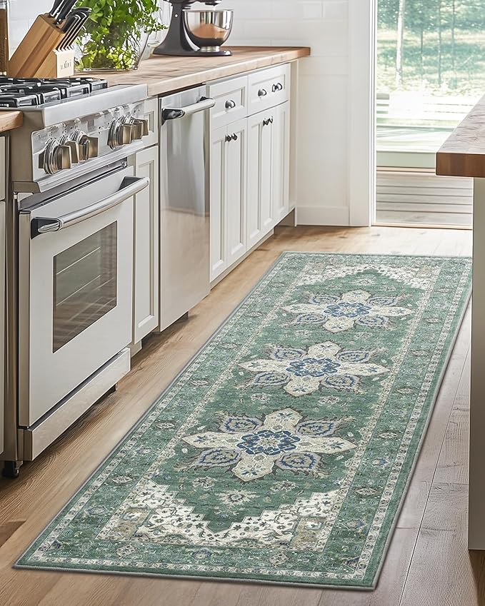 AMADA HOMEFURNISHING 2x5 Washable Runner Rug, Low-Profile Kitchen Rugs - Image 2