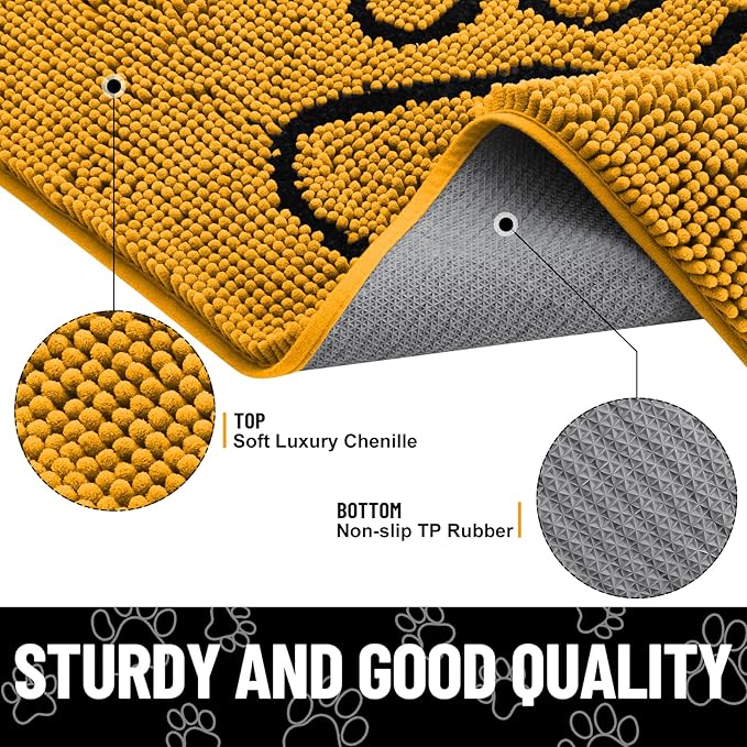 Smiry Dog Door Mat for Muddy Paws, Absorbent Dirt Trapper Non Slip Quick Dry - Image 4