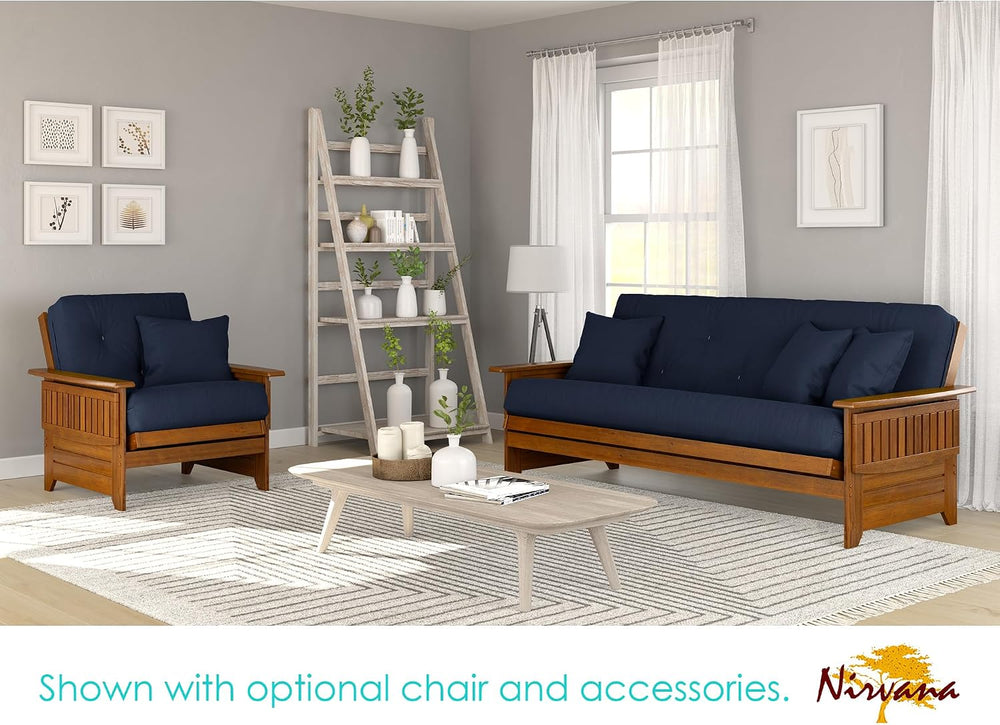 Nirvana Futons Brentwood Tray Arm Futon Sofabed Set - Queen Frame, 8" Na...