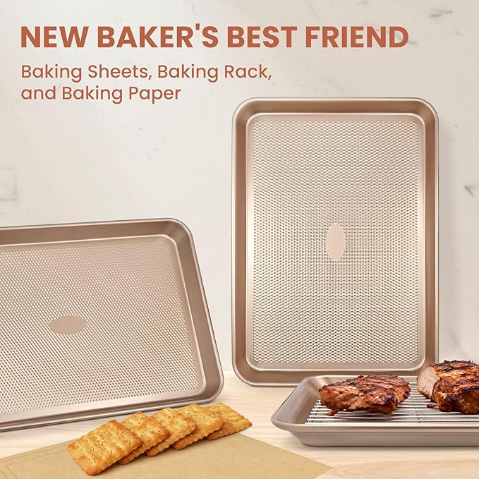 Baking pans Set, 2 Sheet Pans and 250 unbleached Sheets of Parchment Paper - Image 8