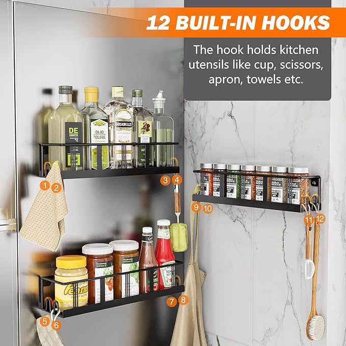 Bunoxea Spice Rack Wall Mounted 2 Pack, Space-Saving Spice Organizer - Image 5