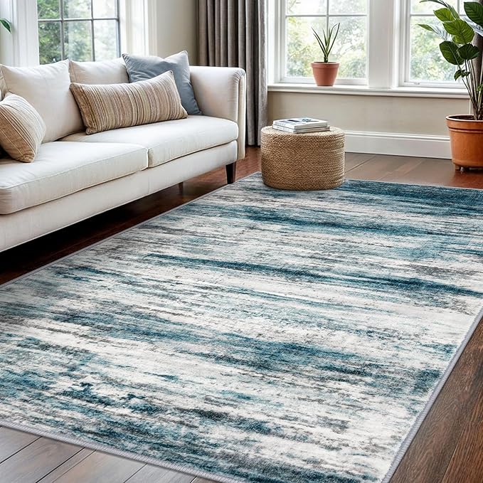 KOZYFLY 4x6 Area Rug Modern Abstract Washable Large Entryway Rug Non-Slip Soft - Image 3