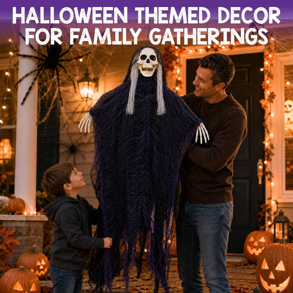 3 Pack Halloween Hanging Skeleton Ghost Decorations Grim Reapers