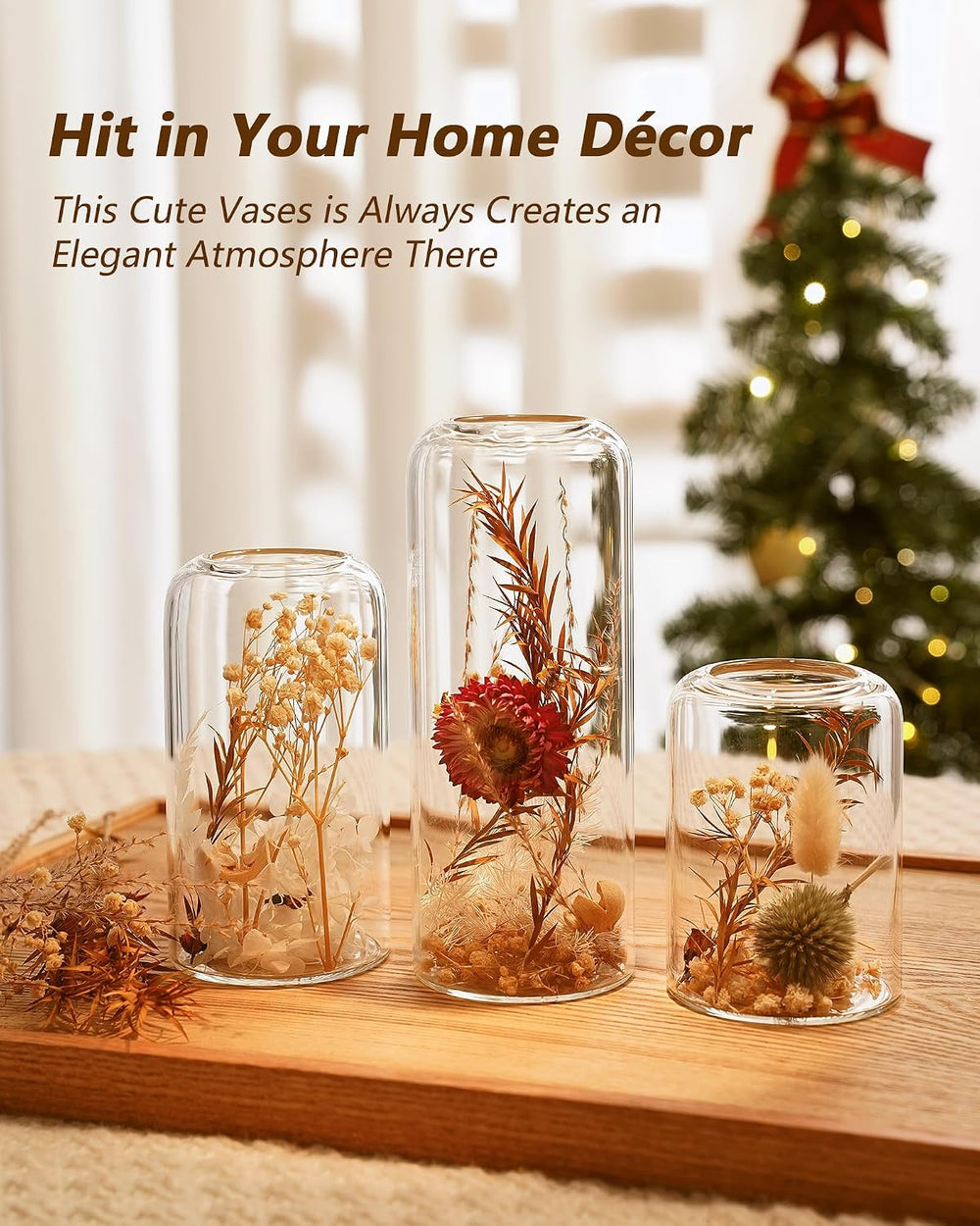 ZENS Bud Vases in Bulk Set of 16, Modern Small Glass Vases for Flower Clear B...