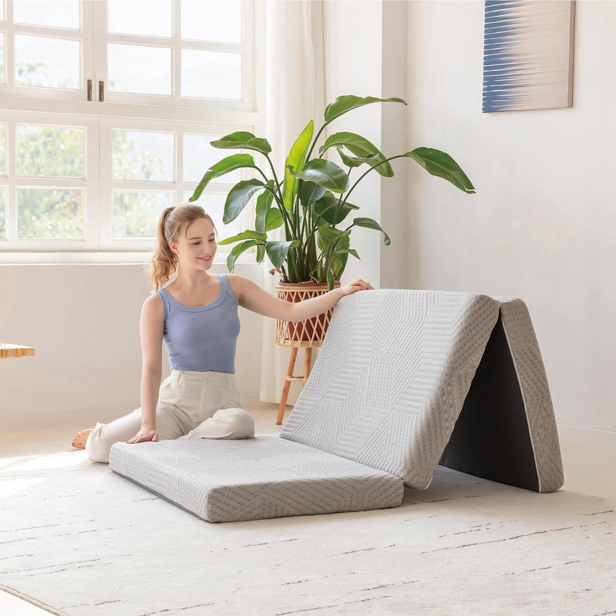 mlily twin trifold mattress, 4 inch foldable gel, main product view