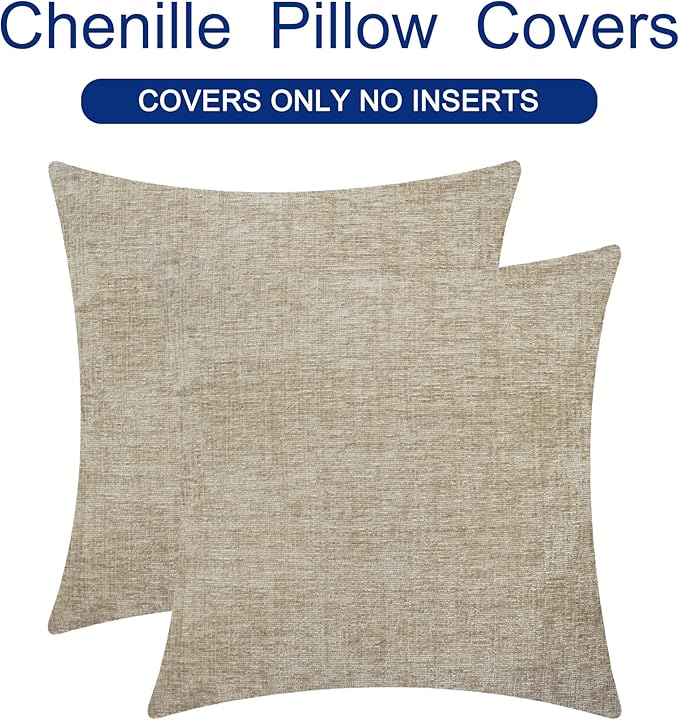 CaliTime Throw Pillow Covers Decorative 22 X 22 Inches Pack of 2 Cozy Chenille - Image 6