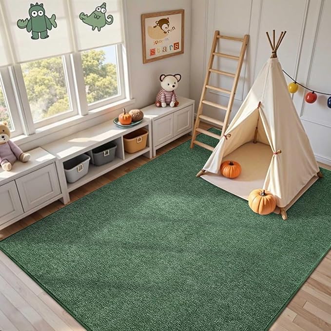 FinRèc 5x7 Washable Area Rugs for Bedroom Living Room, Low Pile Thin Rug Solid - Image 5