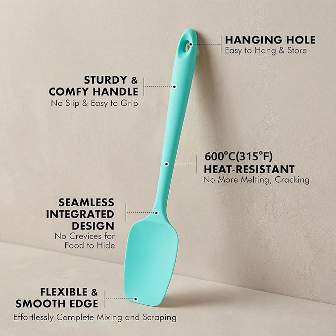 Silicone Spoonula Set: 600ºF Heat Resistant Food Grade Cooking Baking Utensils - Image 4