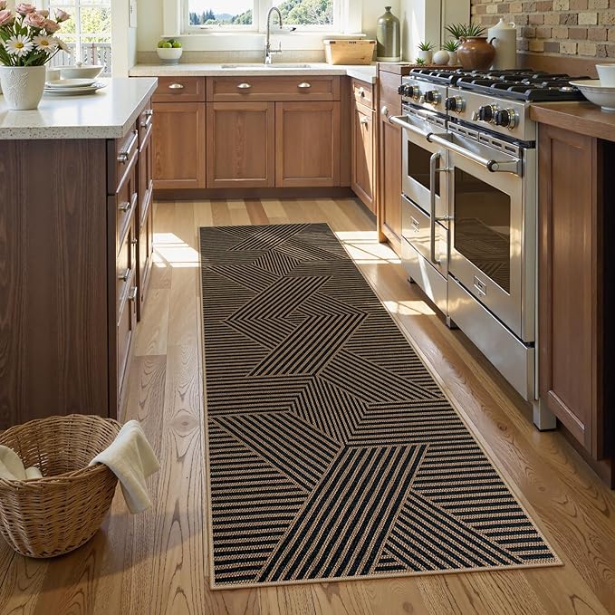 Lahome Enfys Modern Geometric Runner Rug, 2x6 Washable Rug Runners - Image 2