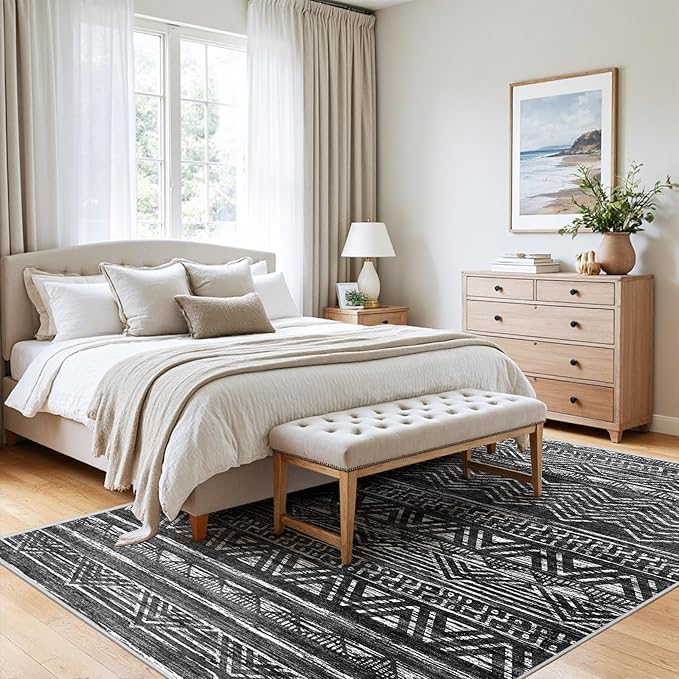 4x5 Washable Entryway Area Rug: Modern Moroccan Runner Rugs Indoor Soft Non - Image 2