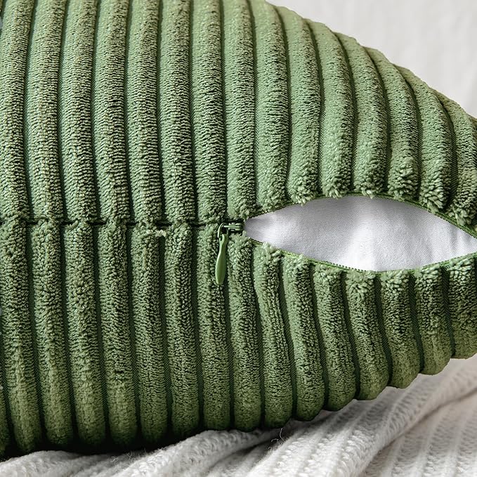 MIULEE Moss Green Decorative Throw Pillow Covers 16x16 Inch - Image 3