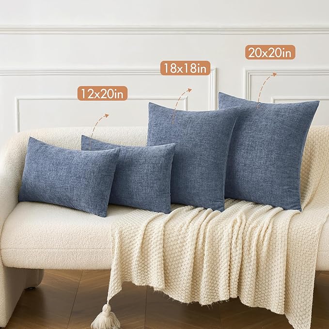 MIULEE Pack of 2 Couch Throw Pillow Covers 12x20 Inch Soft Dark Grey Blue - Image 4