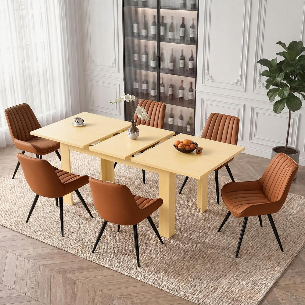 Miereirl 59"–77" Extendable Farmhouse Dining Table Set for 6, 7-Pie...