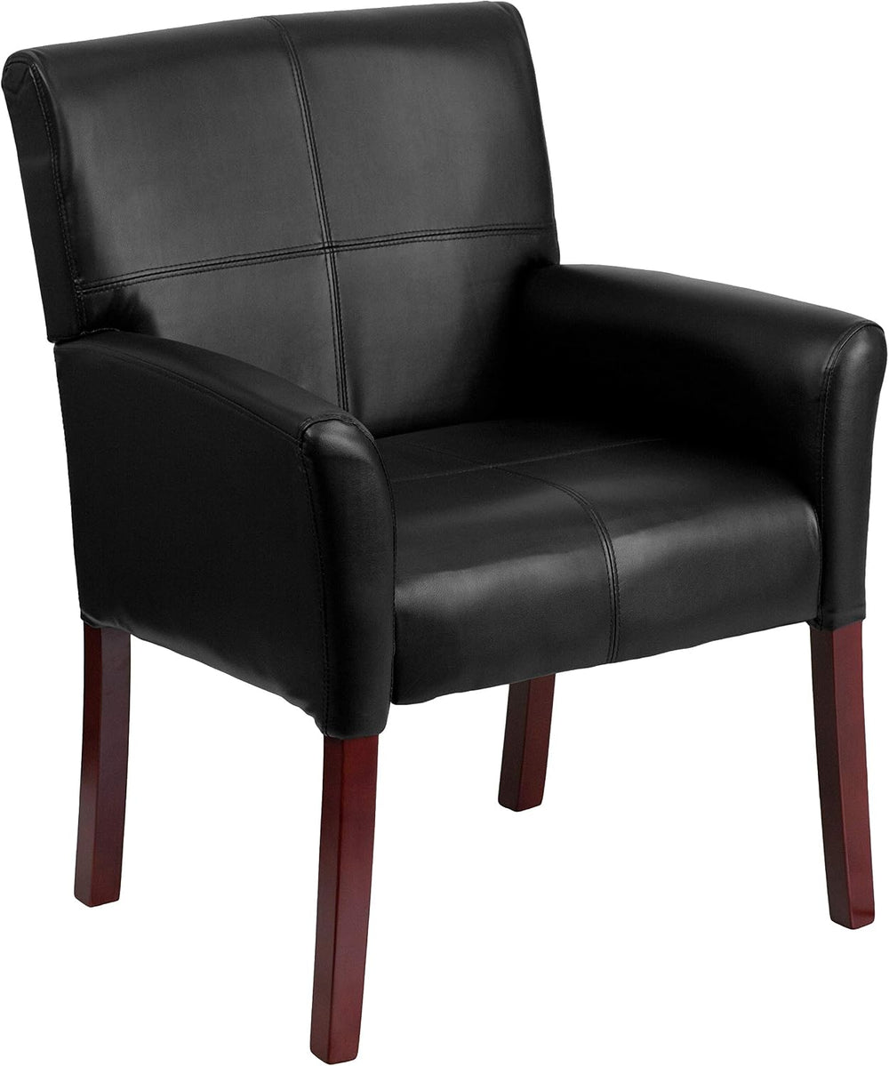Flash Furniture LeatherSoft Reception Chair, Black/Mahogany